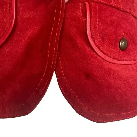 Vera Pelle Masterpelle Handcrafted Italian Cherry Red Suede Italy Leather Jacket - Picture 7 of 13